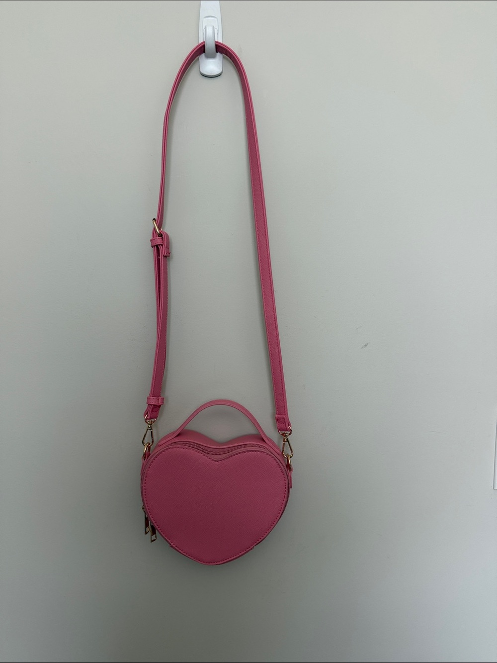 Pink Heart-Shaped Mini Crossbody Bag with Top Handle